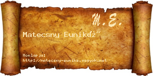 Matecsny Euniké névjegykártya